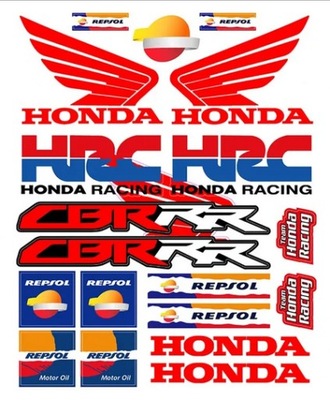 PEGATINAS LOGOTIPO INSCRIPCIÓN PEGADURA HONDA CBR RR HRC REPSOL GRANDE JUEGO  