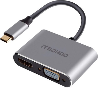iTSOHOO Adapter USB C na HDMI VGA PRZEJŚCIÓWKA USB-C NA HDMI 4K VGA