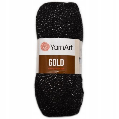 YarnArt Gold 13284 czarna ze srebrną nitką