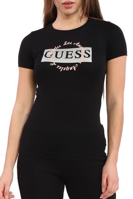 GUESS T-Shirt damski Logo W3GI38 J1314 Czarny S