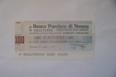 Włochy 100 Lire 1977 r. NOVARA seria N UNC