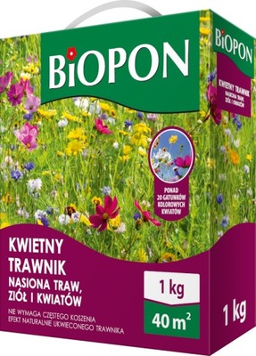 Kwietny Trawnik - mieszanka nasion, traw,ziół i kwiatów BIOPON 1kg