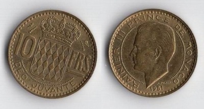 MONAKO 1951 10 FRANCS