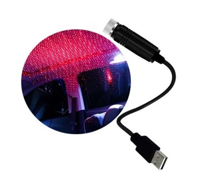 PROJEKTOR DO SAMOCHODU OŚWIETLENIE LED USB Gwiazdy Czerwony