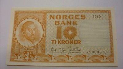 Banknot Norwegia 10 koron 1960 stan 1-