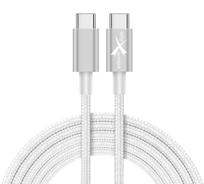 Kabel pleciony ze złączami USB typ-C 2m biały