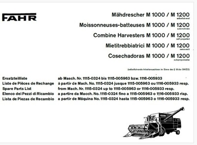 KATALOG ЗАПЧАСТИ KOMBAJN DEUTZ FAHR M 1000 M 1200 фото