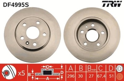 2X ДИСК ГАЛЬМІВНИЙ OPEL ПЕРЕД INSIGNIA DF4995S