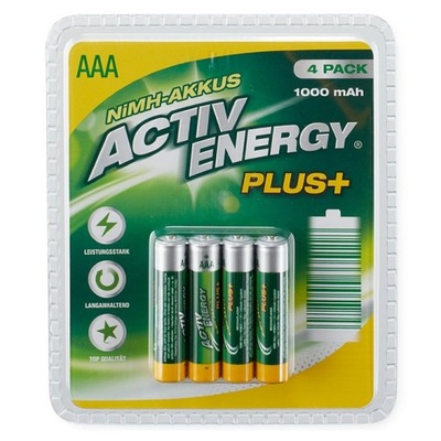 NIEMIECKIE AKUMULATORY AAA ENERGY PLUS 1000mAh 4sz