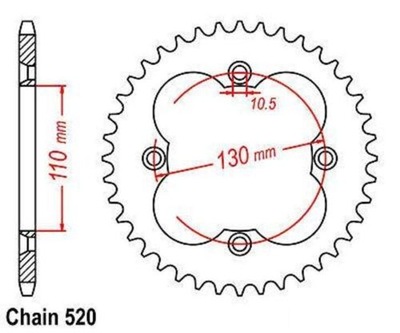 ZĘBATKA TYLNA 38 HONDA ATC 250 TRX 250 300 400