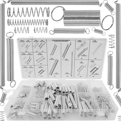 ZESTAW MIX SPRĘŻYN SPRĘŻYNKI ROZCIĄGAJĄCE ŚCIĄGAJĄCE ŚCISKAJĄCE 200 SZT.
