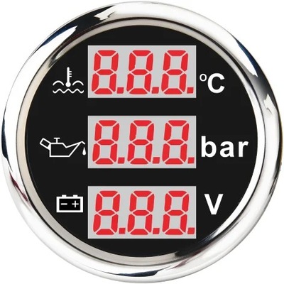 NUEVO 3 IN 1 MULTI-FUNCTION CAR BOAT GAUGE WATER TEMPERATURE FUEL LEVE~84035  