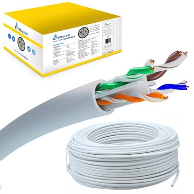 Extralink CAT6 UTP (U/UTP) V2 Wewnętrzny Kabel sieciowy skrętka 305M