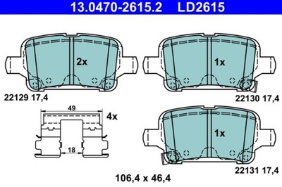 ZAPATAS DE FRENADO OPEL PARTE TRASERA ASTRA/INSIGNIA 1,0-2,0 15- CERAMIC 13.0470-2615.2  