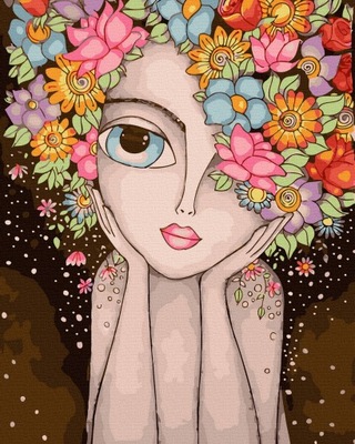 Malowanie Po Numerach Dziewczyna-Kwiat 40x50