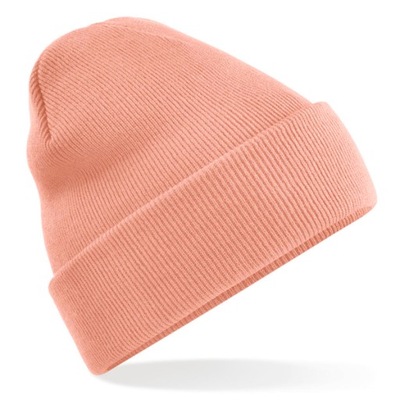 czapka beanie BRZOSKWINIOWA pastelowa nude odwjana