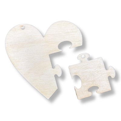 Brelok do Kluczy Breloczek Drewniany Serce Puzzel Pomysł na Walentynki Eko