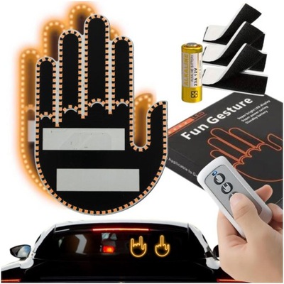 SYGNALIZATOR GESTÓW LED DO SAMOCHODU NA SZYBĘ 3 GESTY ŚRODKOWY PALEC PILOT