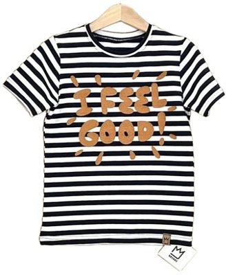 Koszulka T-Shirt Mimi paski I'FEEL GOOD ! biały czarny 116/122 cm