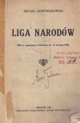 Liga narodow Rostworowski wyd 1920