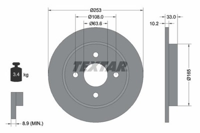 TEXTAR 92088403 ДИСК ТОРМОЗНОЙ