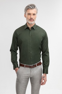 Zielona bawełniana koszula gładka rozmiar 176-182/42
