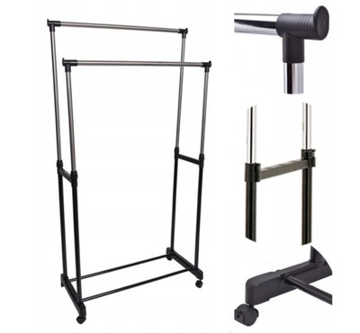 WIESZAK PODWÓJNY NA KÓŁKACH DO PRZEDPOKOJU