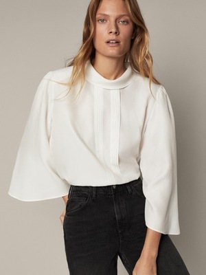 Massimo Dutti biała koszula prążki stójka 36