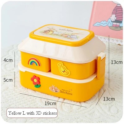 Kawaii Portable Lunch Box For Girls School Kids Plastic Picnic Bento Box