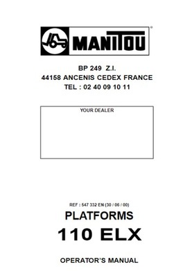 Manitou Operators Manual PLATFORMS 110 ELX