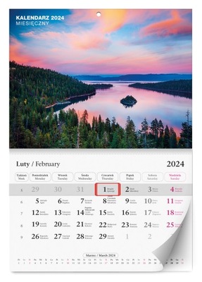 Kalendarz miesięczny na rok 2024 KRAJOBRAZY
