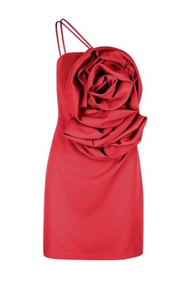 Elegancka mini sukienka z różą Czerwona - 36