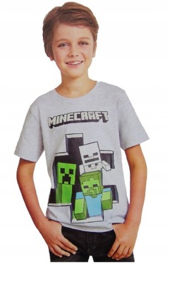 Szara Bluzka Koszulka MINECRAFT krótki rękaw 146