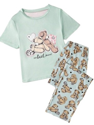 SHEIN PIŻAMA DZIEWCZĘCA ZIELONA 104-110CM ŁWJ