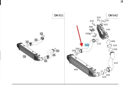 Шланг труба інтеркулер права дизель mercedes glk w204 оригінальний номер a2045282482 фото №1
