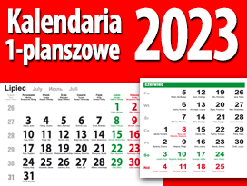Kalendaria 1-planszowe + imieniny - 2023 - 2 wzory