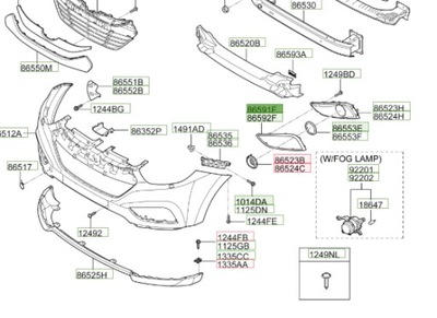 Рамка протитуманної фари перед права оригінальний номер 865822y000 hyundai ix35 фото №1