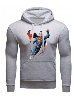 BLUZA Z KAPTUREM SUPERMAN MĘSKA SZARA M