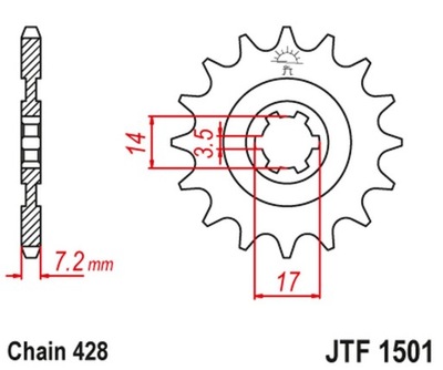 JT ЗУБЧАТКА ПЕРЕДНЯЯ 2054 12 KAWASAKI KLT/KLF 110