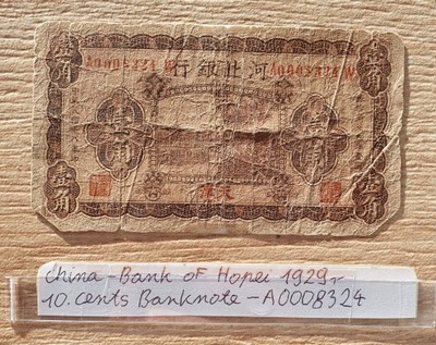 10 Cents Bank of Hopi China 1929r Banknot