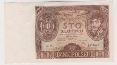 100 złotych 1934 seria BE. stan 1/1-