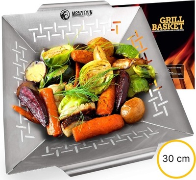 RUSZT DO GRILLA KOSZ DO GRILLOWANIA WARZYW I MIĘS 30 CM STAL GRILL OGNISKO