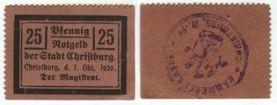 CHRISTBURG - Dzierzgoń - 25 Pfennig 1920 - UNC