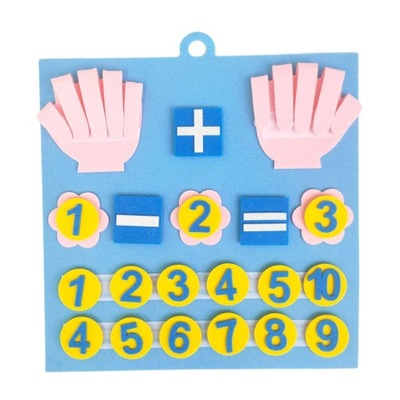Tablica filcowa z liczbami, zabawka do liczenia dla dzieci, dodatek jasnoniebieski