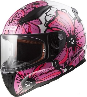 KASK LS2 FF353 RAPID POPPIES WHITE PINK S