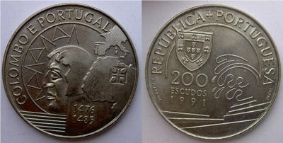 PORTUGALIA 200 ESCUDO 1991 Colombo e Portugal UNC