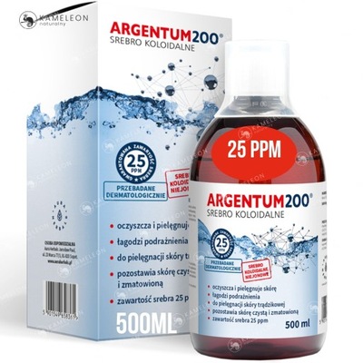 ARGENTUM200 srebro koloidalne 25PPM TONIK DO TWARZY oczyszcza 500ml AURA