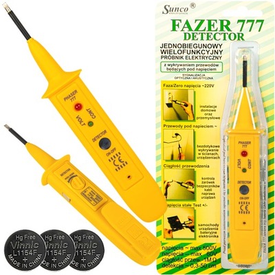 FAZER 777 POLSKI MIERNIK PRÓBNIK TESTER NAPIĘCIA ZESTAW +GRATIS LR44/L1154F