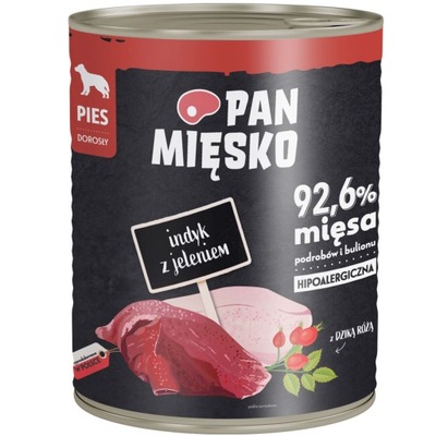 Pan Mięsko karma mokra dla psów Indyk jeleń 800g