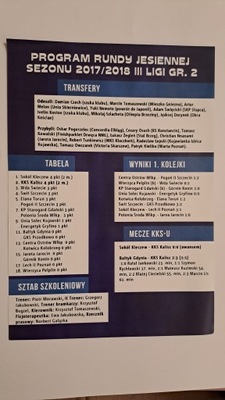 KKS KALISZ PROGRAM SEZONU JESIEŃ 2017